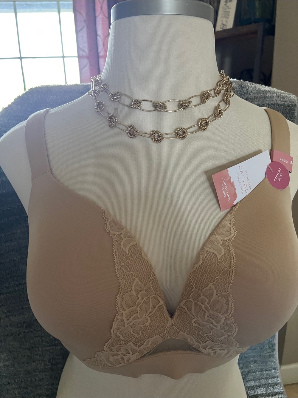 Lane Bryant Nude/Tan Lace Plunge Bra Comfort Bliss